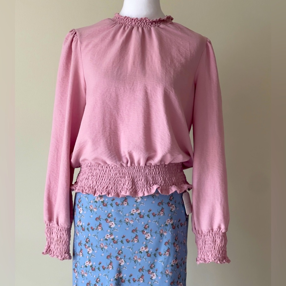 Fiore Pink Women's Long Sleeve Blouse EUC Size Small